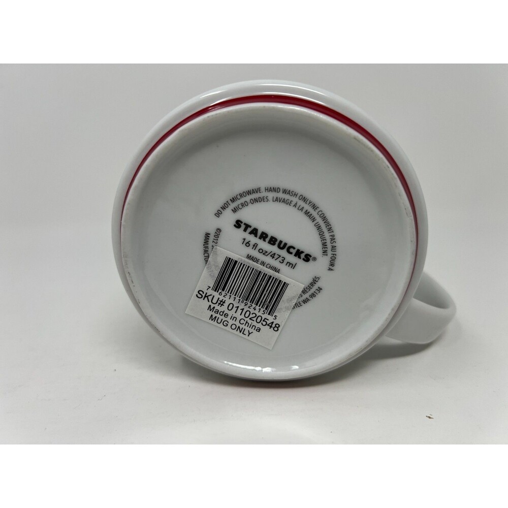 2012 Starbucks White Red Bottom Coffee Mug 16 fl oz Gold Logo China - Picture 6 of 7